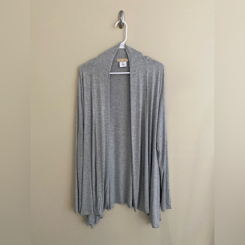 Front of Closet Heather Gray Jersey Knit Open Front Lightweight Cardigan size 2x